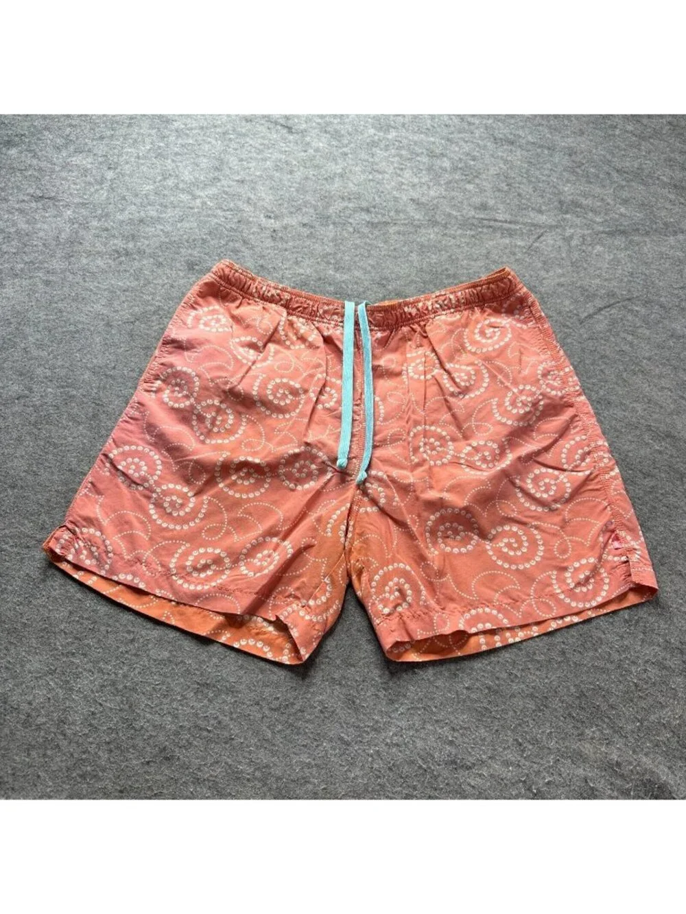 Tommy Bahama Swim Trunks Men L Orange Nylon Lined Geometric Built in Brief 18